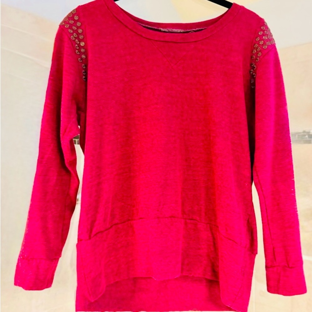 Monrow‎ Women’s Sweater, size XS, Maroon, Sleeve Detail